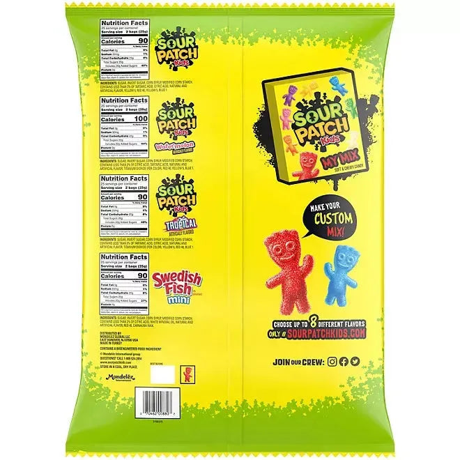 Sour Patch Kids and Swedish Fish Candy Packs Assortment: 200-Piece Bag