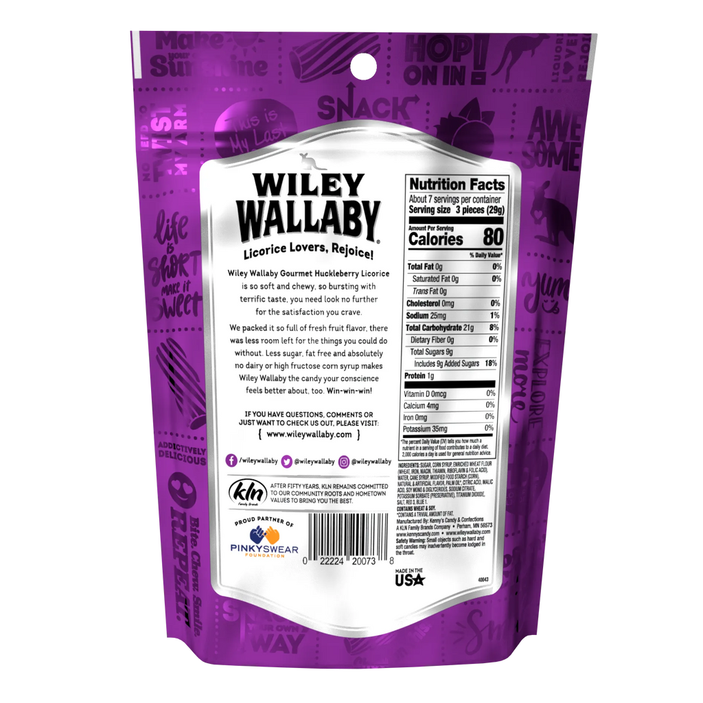 Wiley Wallaby Licorice Bites - Huckleberry Peg Bag: 12-Piece Case