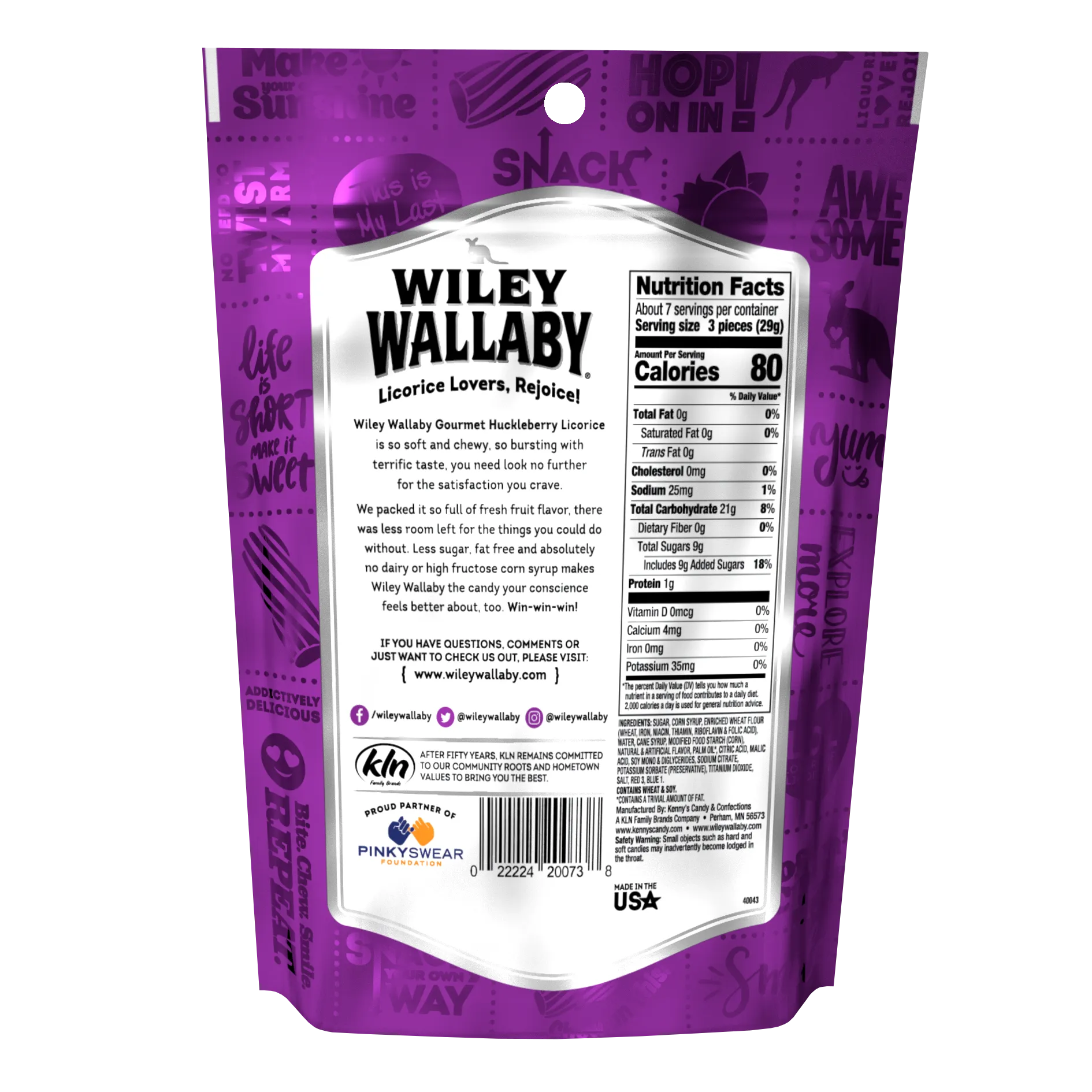 Wiley Wallaby Licorice Bites - Huckleberry Peg Bag: 12-Piece Case