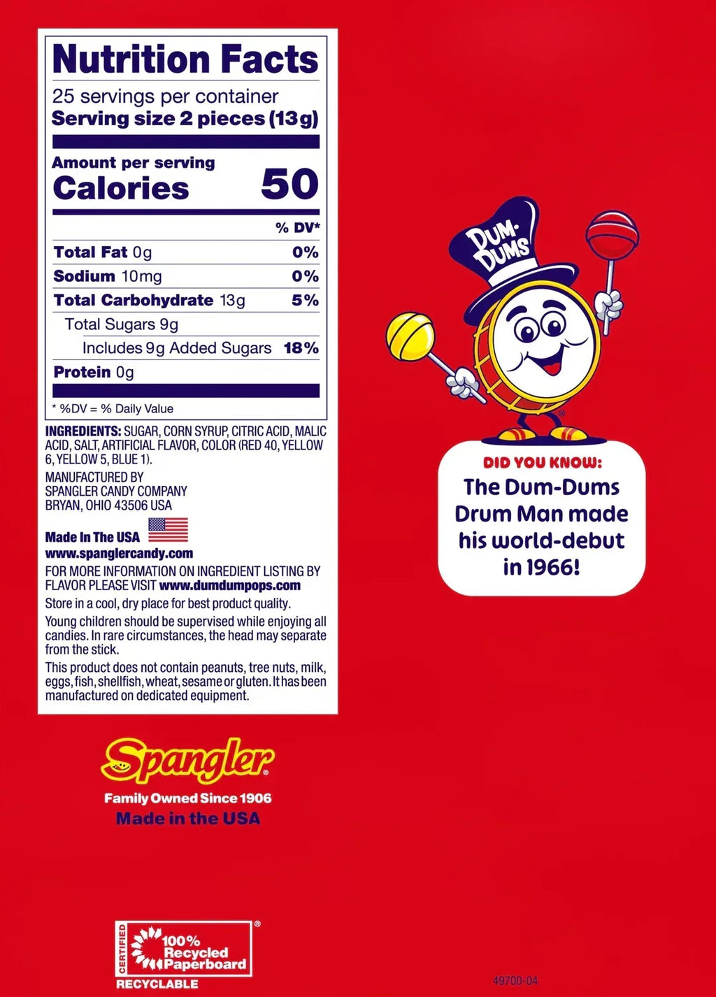Dum Dums Pops - Peach Mango: 50-Piece Box
