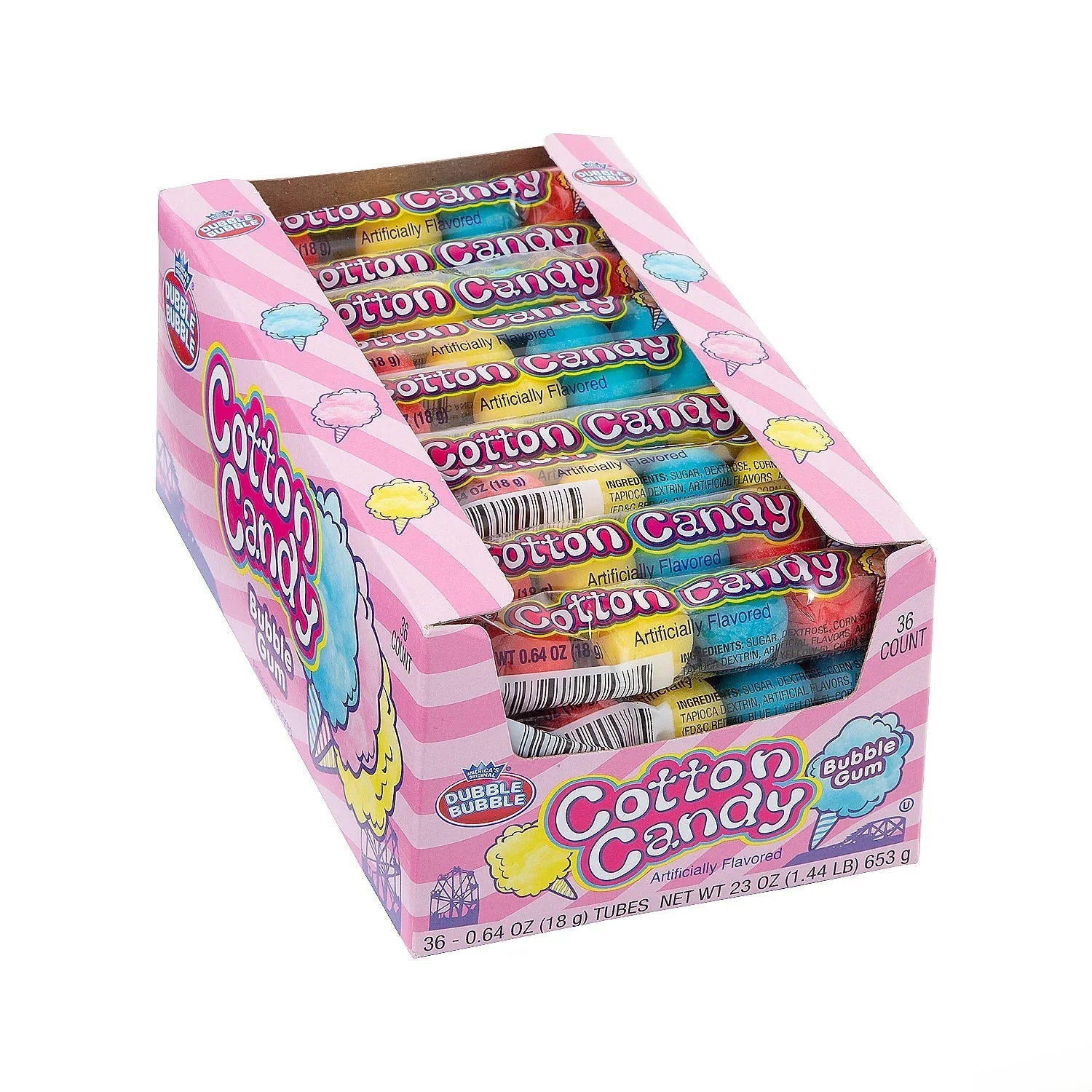 Dubble Bubble Cotton Candy Gumball Tubes: 36-Piece Box