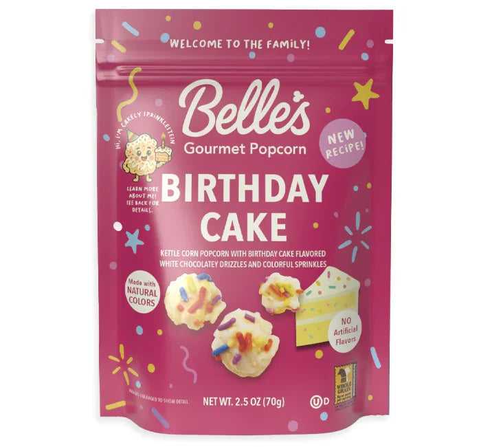 Belles Gourmet Candy Popcorn - Birthday Cake: 12-Piece Case