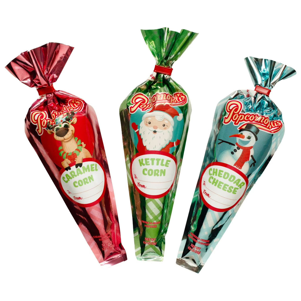 Popcornopolis Christmas Popcorn Cone Gift Packs: 12-Piece Bag