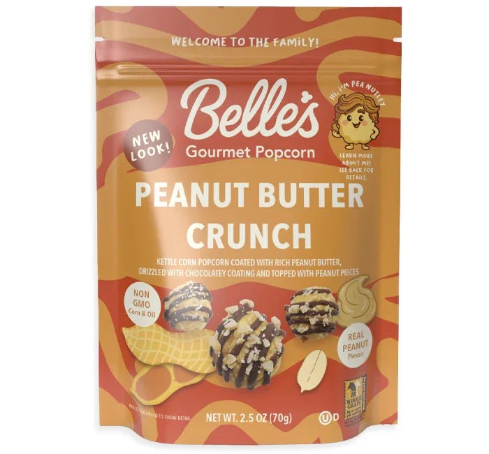 Belles Gourmet Candy Popcorn - Peanut Butter Crunch: 12-Piece Case