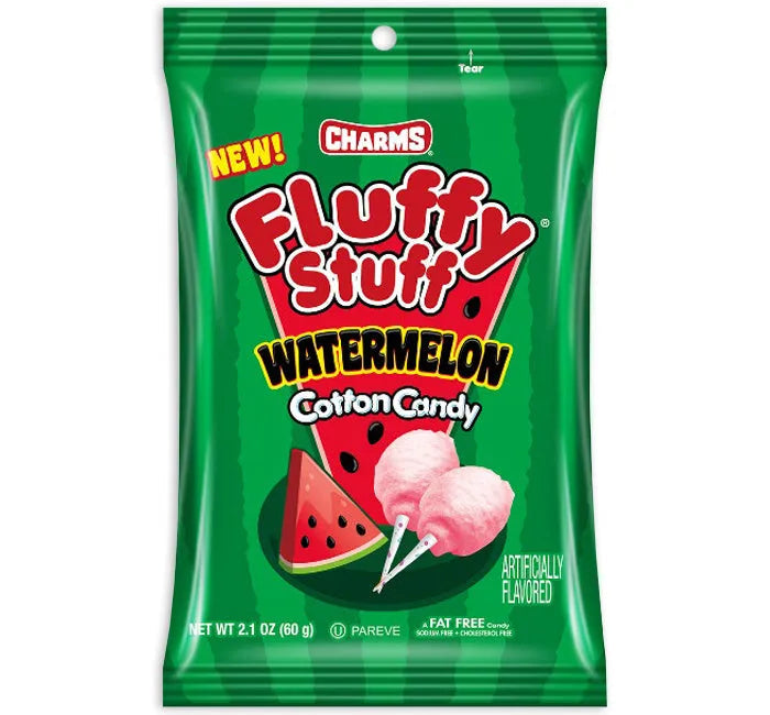 Charms Fluffy Stuff Cotton Candy - Watermelon: 24-Piece Box
