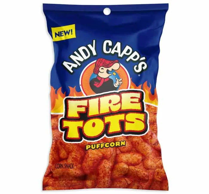 Andy Capp's Fire Tots Puffcorn: 12-Piece Case