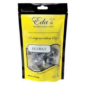 Eda's Sugar Free Hard Candy Drops - Black Licorice Peg Bags: 12-Piece Case