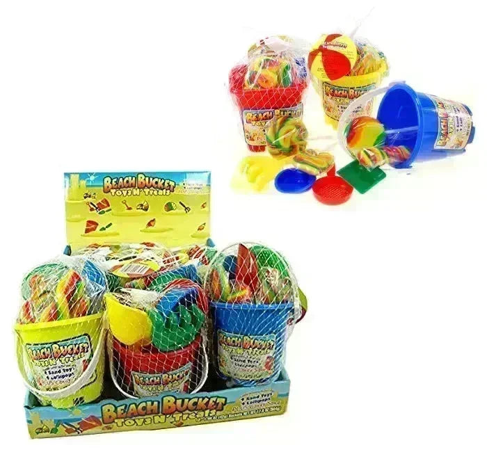 Candy Filled Mini Beach Buckets: 12-Piece Box