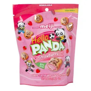 Meiji Hello Panda Strawberry Creme Filled Cookies Pouches: 6-Piece Case
