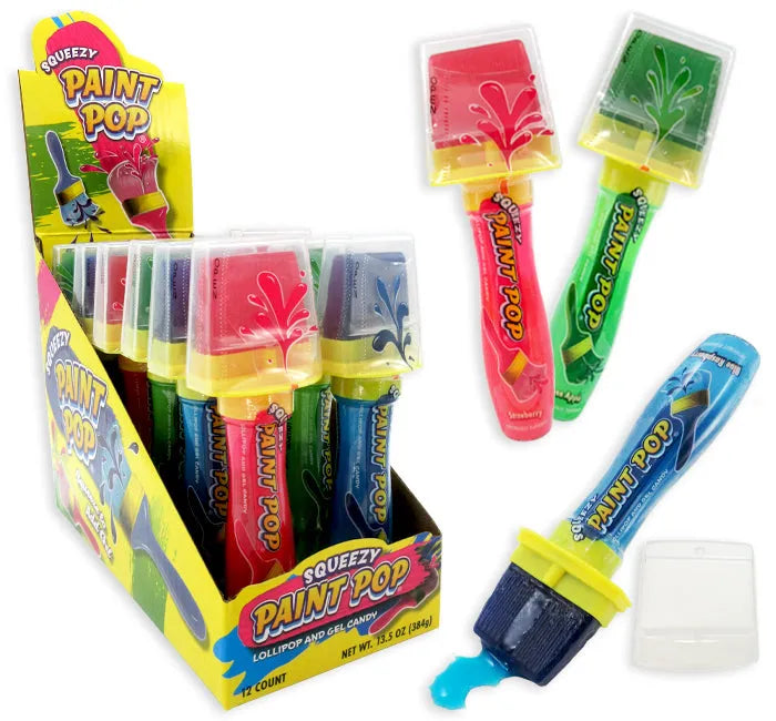 Squeezy Paint Pop Lollipop and Gel Candy: 12-Piece Display