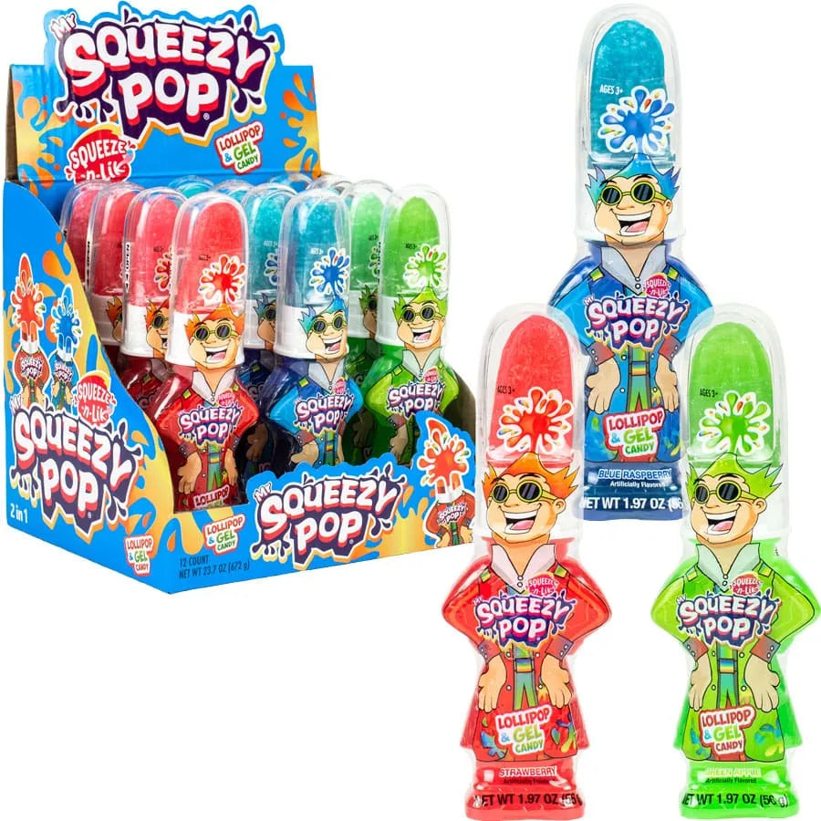 Squeezy Pop Lollipop & Gel Candy: 12-Piece Display