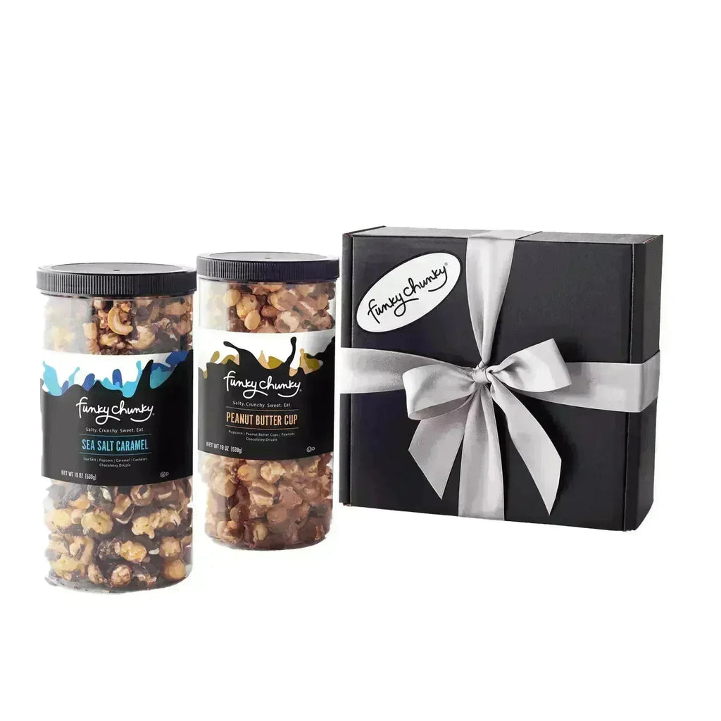 Funky Chunky Salty Sweet Duo Peanut Caramel: 19-Ounce Tall Canisters