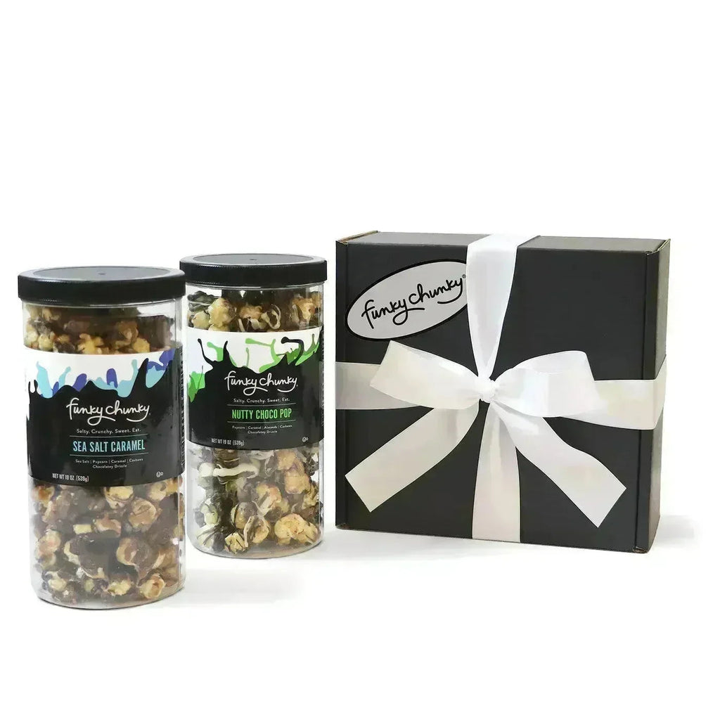 Funky Chunky Salty Sweet Duo Nutty Caramel: 19-Ounce Tall Canisters