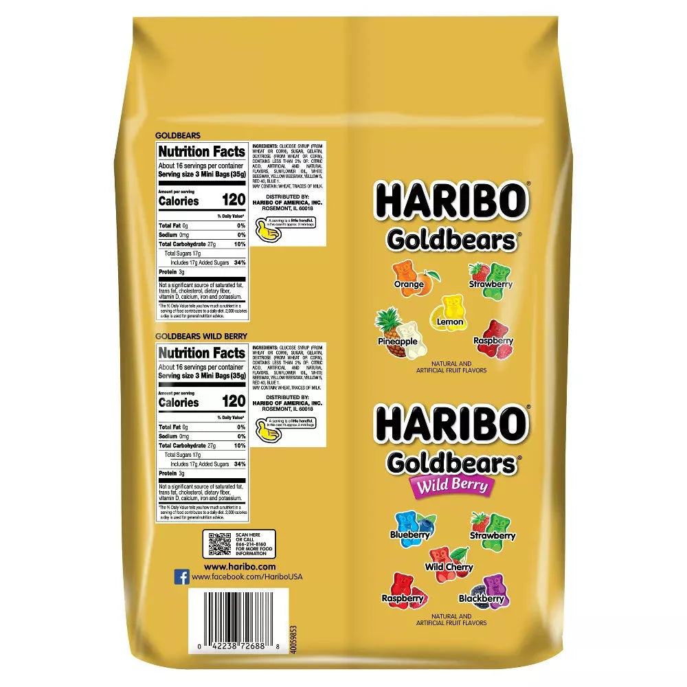 Haribo Gold-Bears Gummy Bears Mini Packs: 100-Piece Bag