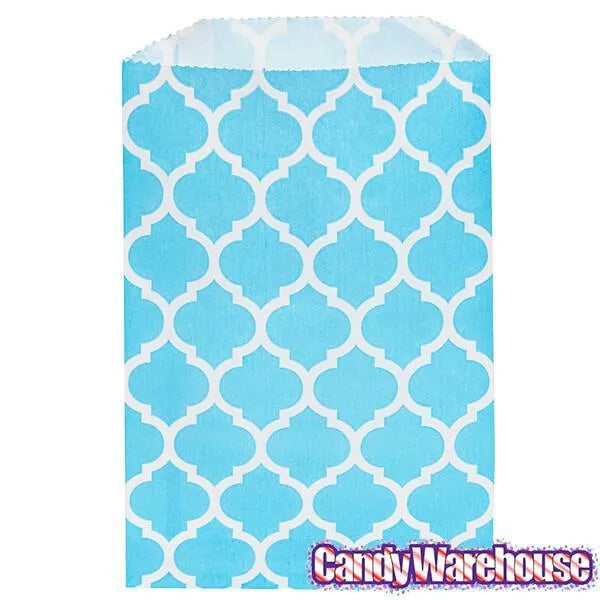 Aqua Blue Casablanca Pattern Candy Bags: 25-Piece Pack