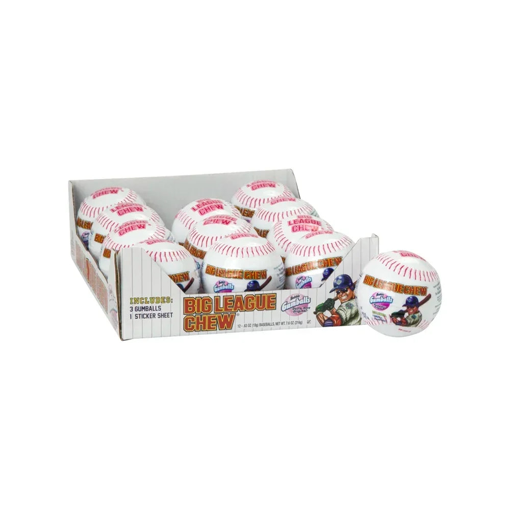 Big League Chew Plastic Baseball with Gumballs and Stickers: 24-Piece Box
