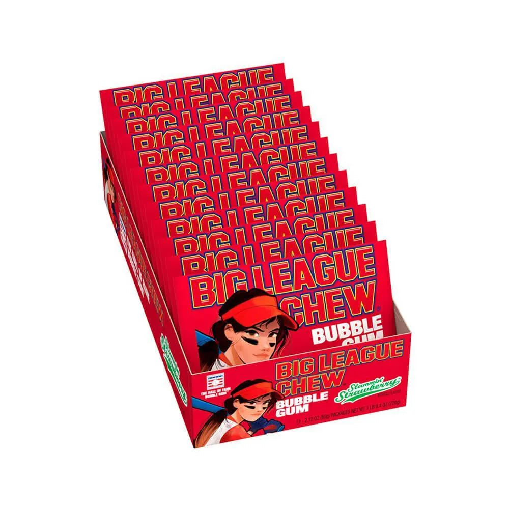 Big League Chew Slammin Strawberry Bubble Gum - 12 Piece Box