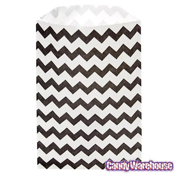 Black Chevron Stripe Candy Bags: 25-Piece Pack