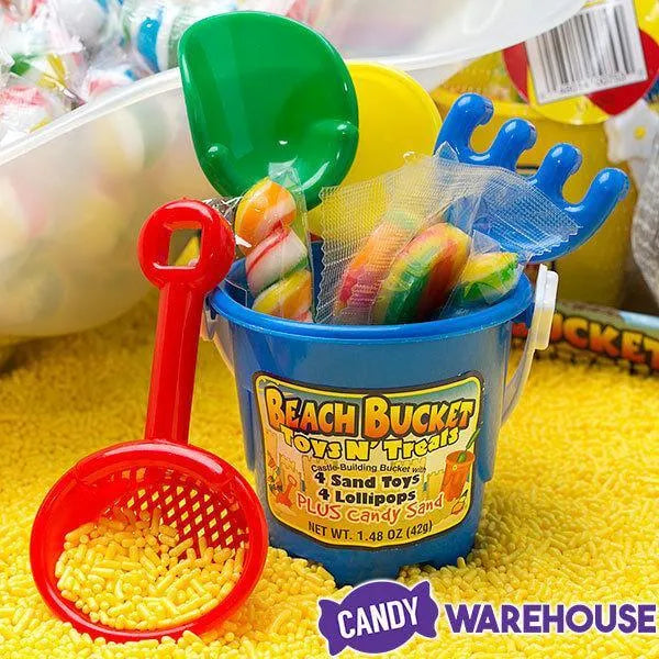 Candy Filled Mini Beach Buckets: 12-Piece Box