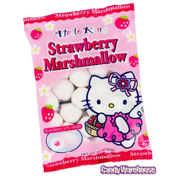 Hello Kitty Strawberry Marshmallow Candy Peg Bags: 12-Piece Case
