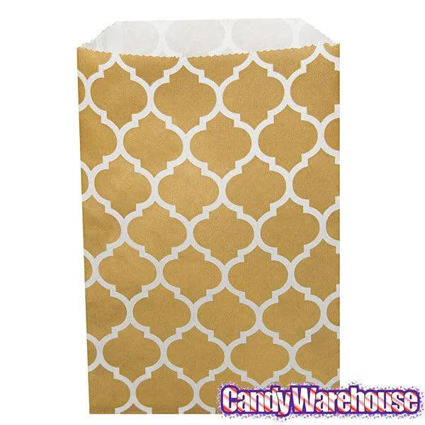Metallic Gold Casablanca Pattern Candy Bags: 25-Piece Pack