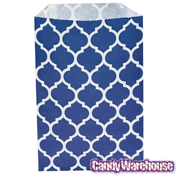 Navy Blue Casablanca Pattern Candy Bags: 25-Piece Pack