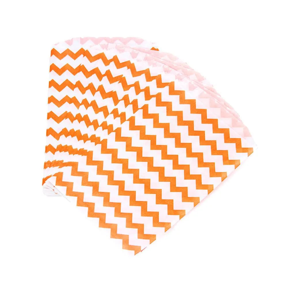 Orange Chevron Stripe Candy Bags: 25-Piece Pack