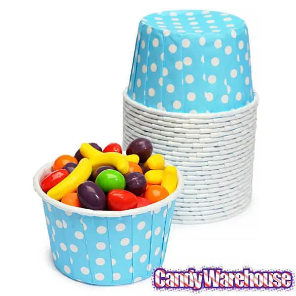 Paper 4-Ounce Candy Cups - Baby Blue Polka Dots: 25-Piece Pack