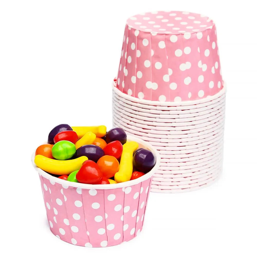 Paper 4-Ounce Candy Cups - Light Pink Polka Dots: 25-Piece Pack