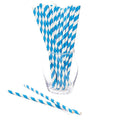 Paper 7.75-Inch Drinking Straws - European Blue Stripes: 25-Piece Pack