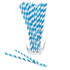 Paper 7.75-Inch Drinking Straws - European Blue Stripes: 25-Piece Pack