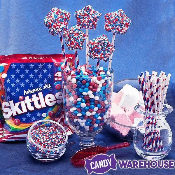 Paper 7.75-Inch Drinking Straws - Red White and  Blue Stripes: 25-Piece Pack