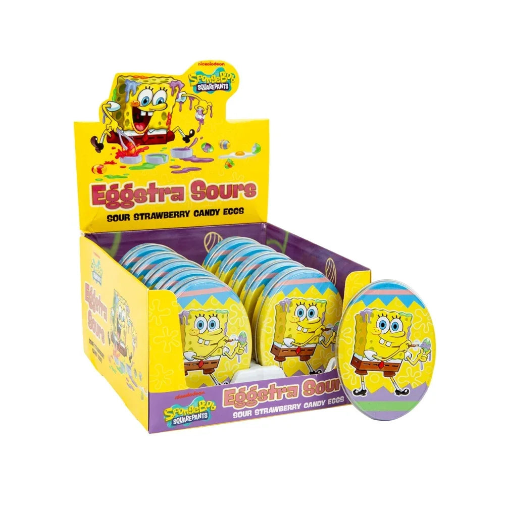 SpongeBob SquarePants Eggstra Sour Strawberry Tin: 12-Count Box